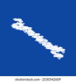 Nubes en la forma de un símbolo de llave inglesa en un fondo azul del cielo. Un símbolo que consiste en nubes en el centro. Ilustración vectorial sobre fondo azul