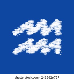 Clouds in the shape of a zodiac aquarius symbol on a blue sky background. A symbol consisting of clouds in the center. Vector illustration on blue background