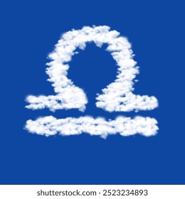 Clouds in the shape of a zodiac libra symbol on a blue sky background. A symbol consisting of clouds in the center. Vector illustration on blue background