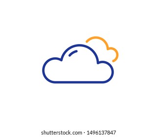 Clouds sign. Cloudy weather line icon. Sky symbol. Colorful outline concept. Blue and orange thin line cloudy weather icon. Vector