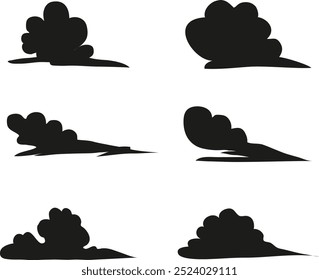 clouds silhouette isolated on a white background. set of cloud silhouette png.	
