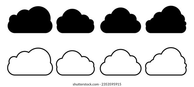 Clouds silhouette isolated, Outline clouds