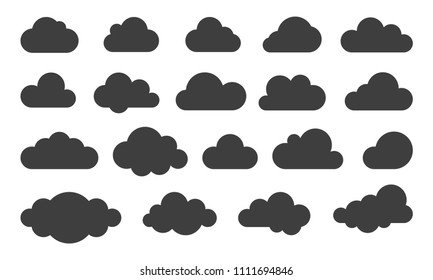 Clouds silhouette vector icons set for web storage or internet weather forecast app software