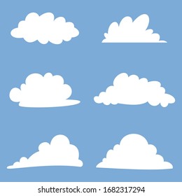 Iconos vectoriales de silueta nubosos establecidos aislados en segundo plano.