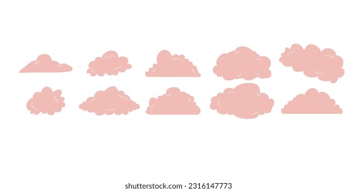 Clouds silhouettes. Collection of various forms. Design elements for the weather forecast, meteorology, web interface or cloud storage applications.