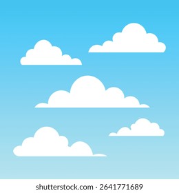 Clouds silhouettes icon with blue gradient background vector collection of various shapes.
