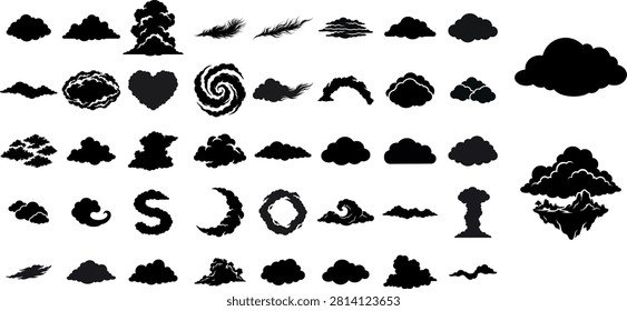 clouds silhouettes pack ,mega pack of couds silhouettes icons
