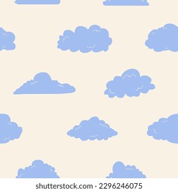 Silhouettes de nubes. Patrón transparente de diversas formas. Elementos de diseño para aplicaciones de previsión meteorológica, meteorología, interfaz web o almacenamiento en la nube.