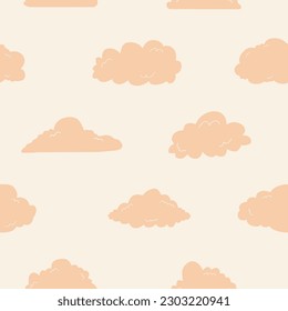 Clouds silhouettes. Seamless pattern of various forms. Design elements for textile, kids design