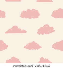 Clouds silhouettes. Seamless pattern of various forms. Design elements for textile, kids design