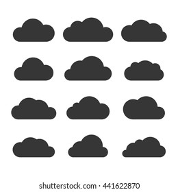 Clouds Silhouettes Set on White Background. Vector illustration