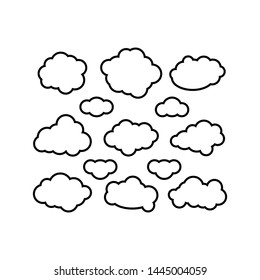 Clouds silhouettes. Vector set illustration. clouds lines collection. icons Vector illustration.