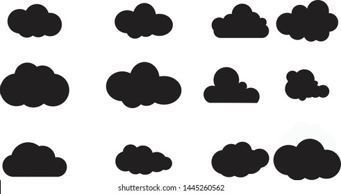 Clouds silhouettes. Vector set illustration 