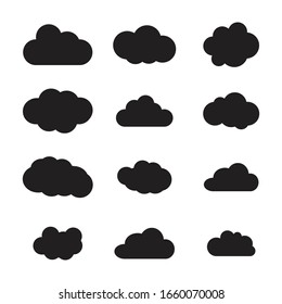 Clouds silhouettes. Vector set illustration 