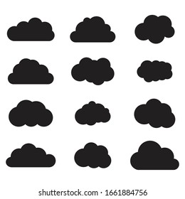 Clouds silhouettes. Vector set illustration 