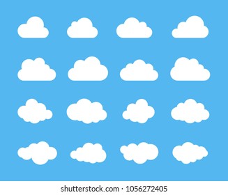 Clouds silhouettes. Vector set of clouds shapes. Collection of various forms and contours. Design elements for the weather forecast, web interface or cloud storage applications.