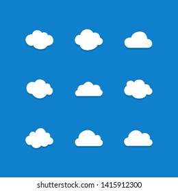 Clouds silhouettes. Vector set of clouds shapes. Collection of various forms and contours. Design elements for the weather forecast, web interface or cloud storage applications.