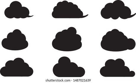 Clouds silhouettes. Vector set of clouds shapes. Collection of various forms and contours. Design elements for the weather forecast, web interface or cloud storage applications.