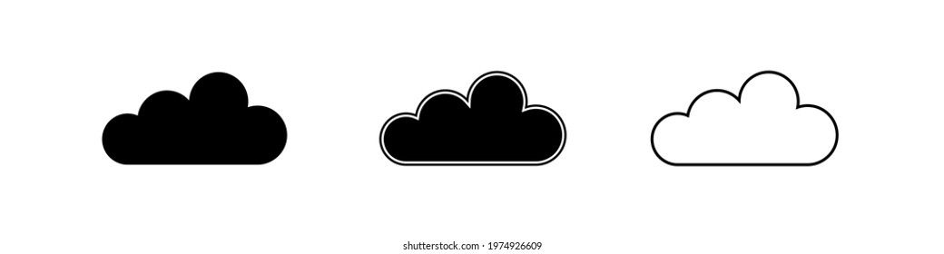 Clouds silhouettes. Vector set of clouds shapes. Collection of various forms and contours. Vector illustration.