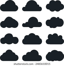 clouds silhouettes vector set of clouds shapes
