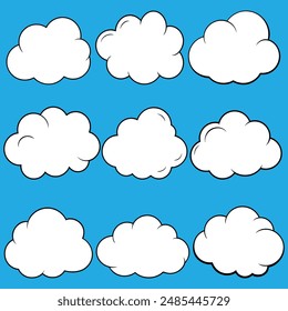 Clouds silhouettes. Vector set of clouds shapes. Collection of various forms and contours. Design elements for the weather forecast, web interface or cloud storage applications. Weather concept.