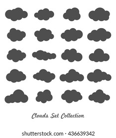 Clouds silhouettes. Vector set of clouds shapes. 