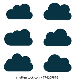 Clouds silhouettes. Vector set of clouds shapes. Collection of various forms and contours. Design elements for the weather forecast, web interface