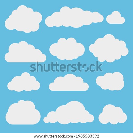 clouds simle elements light grey on blue vector isolated
