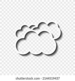 Clouds simple icon vector. Flat desing. White with shadow on transparent grid.ai