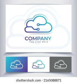 Clouds Simple Minimal Technical Logo Branding Mockup. Free Premium Vector And Gradient Colour.  