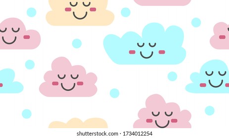 Nubes en el cielo. Patrón de nubes sin costura para bebés. Ilustración del vector