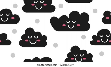 Clouds in sky. Baby seamless clouds pattern. Vector illustration