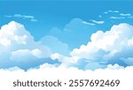 Clouds and sky Background. Blue sky background with white clouds. Watercolor vector illustration of blue sky and clouds.