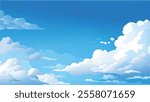 Clouds and sky Background. Blue sky background with white clouds. Watercolor vector illustration of blue sky and clouds.