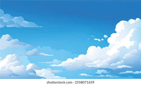 Clouds and sky Background. Blue sky background with white clouds. Watercolor vector illustration of blue sky and clouds.