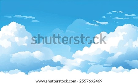 Clouds and sky Background. Blue sky background with white clouds. Watercolor vector illustration of blue sky and clouds.