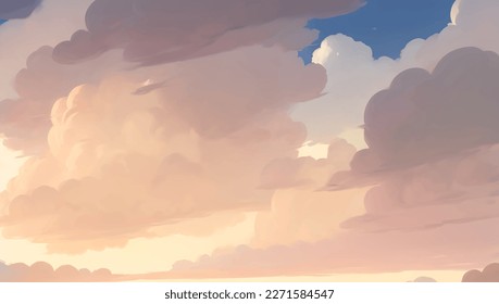 Nubes en el fondo del cielo durante la hora dorada del amanecer o la mano de la puesta de sol Dibujo Ilustración de pintura