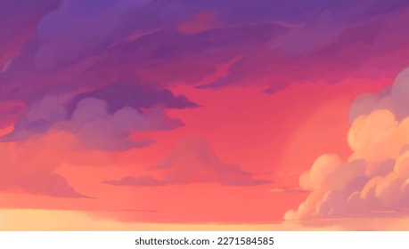 Nubes en el fondo del cielo durante la hora dorada del amanecer o la mano de la puesta de sol Dibujo Ilustración de pintura