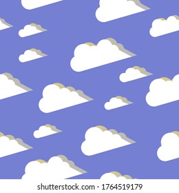 clouds in the sky background purple summer fun modern vector seamless illustration