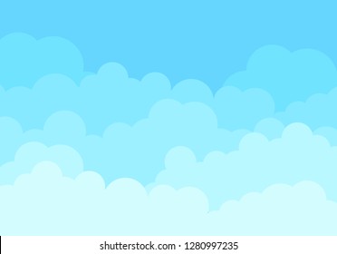 Clouds and sky background, vector. Clouds background for web site, poster, flyer, placard, postcard and wallpaper. Creative art design. Stylish blue sky, vector illustration