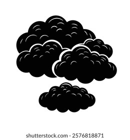 Clouds in the sky in black silhouette Collection of various cloud shapes icon. weather forecast icon	