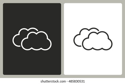 Clouds sky - black and white icons. Vector illustration.