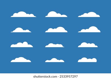 Clouds in the sky with a blue background and cloud vector set design