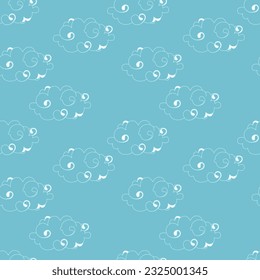 Clouds in the sky, Chinese style. Seamless pattern, vector illustration