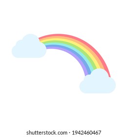 Clouds in the sky with a colorful rainbow across a bridge. With raindrops falling in rainbow colors