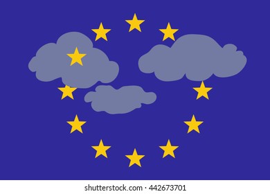 Clouds in the Sky of Europe, vector illustration