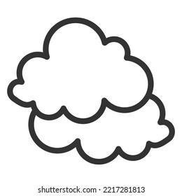Nuages dans le ciel - icône, illustration sur fond blanc, style de contour