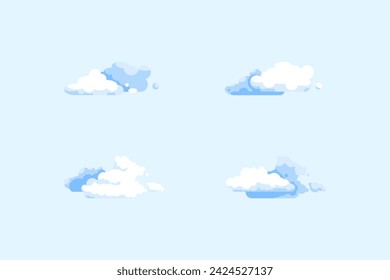 Clouds in the sky icons. Flat style. Vector illustration