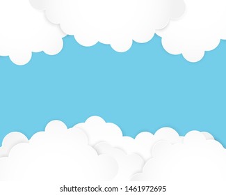 Clouds and sky in paper cut style. Vector illustration for poster,banner,wallpaper, cover, template.