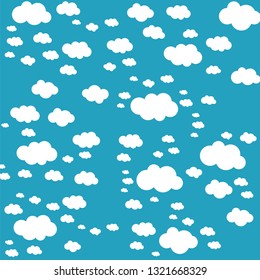 Clouds sky pattern isolated on blue background. Seamless clouds, sky pattern for web site, label, banner, backdrop and wallpaper. Creative art concept. Cute clouds, modern vector illustration